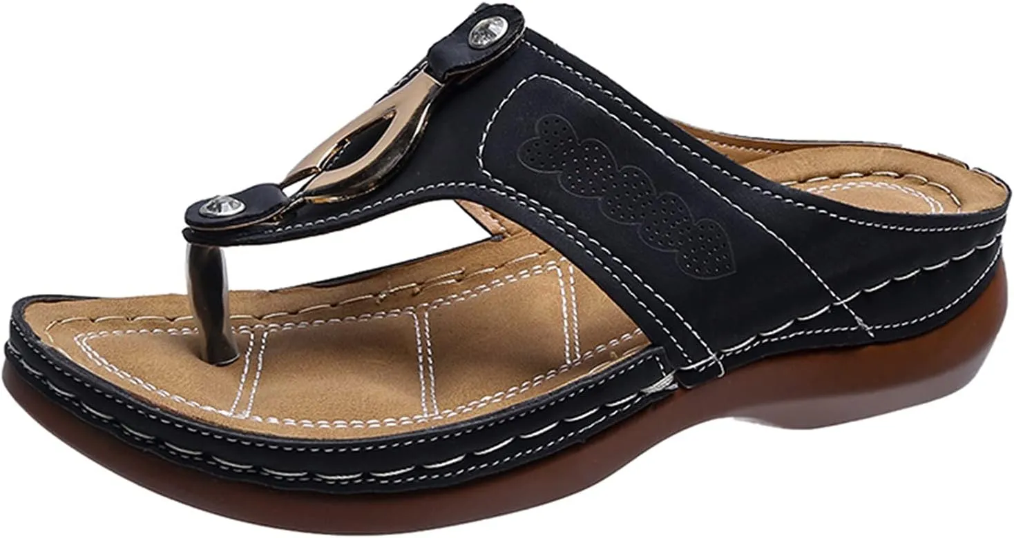 Eduavar Sandals Women, Sandals Women Dressy Summer Comfy Flip Flops Sandals Breathable Open Toe Flat Sandals