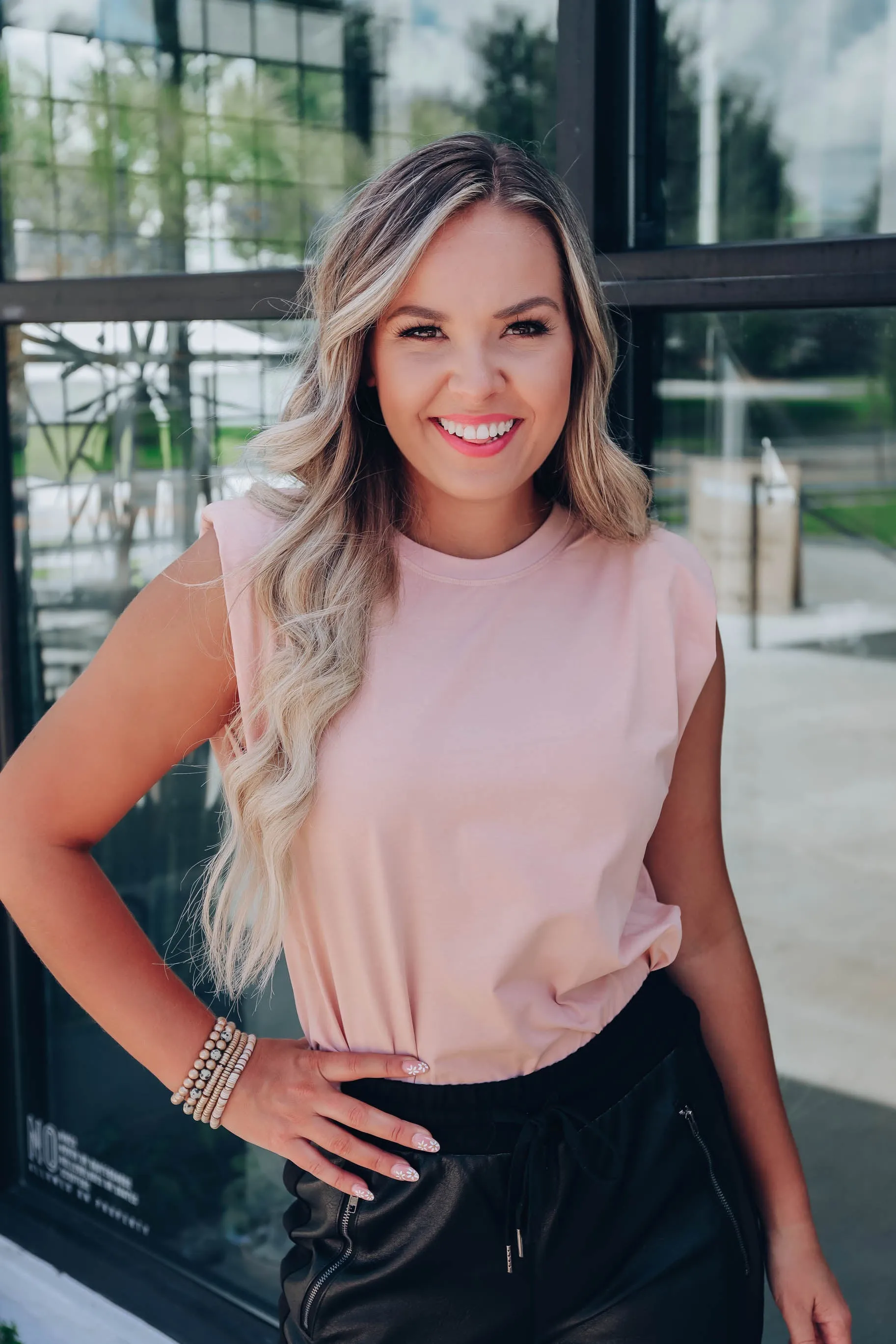Elina Muscle Sleeve Top - Nude - Final Sale