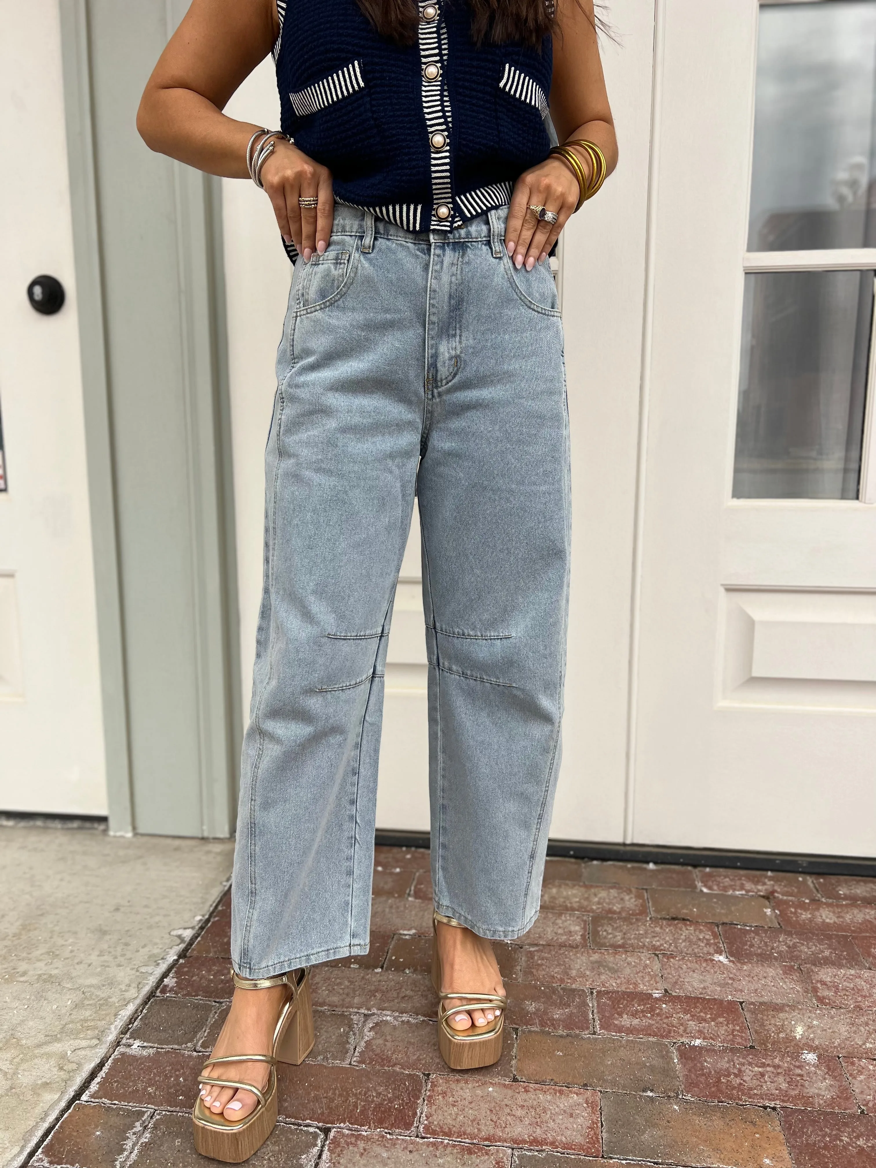 Entro | Blythe Denim High Waisted Pants Lt Blue