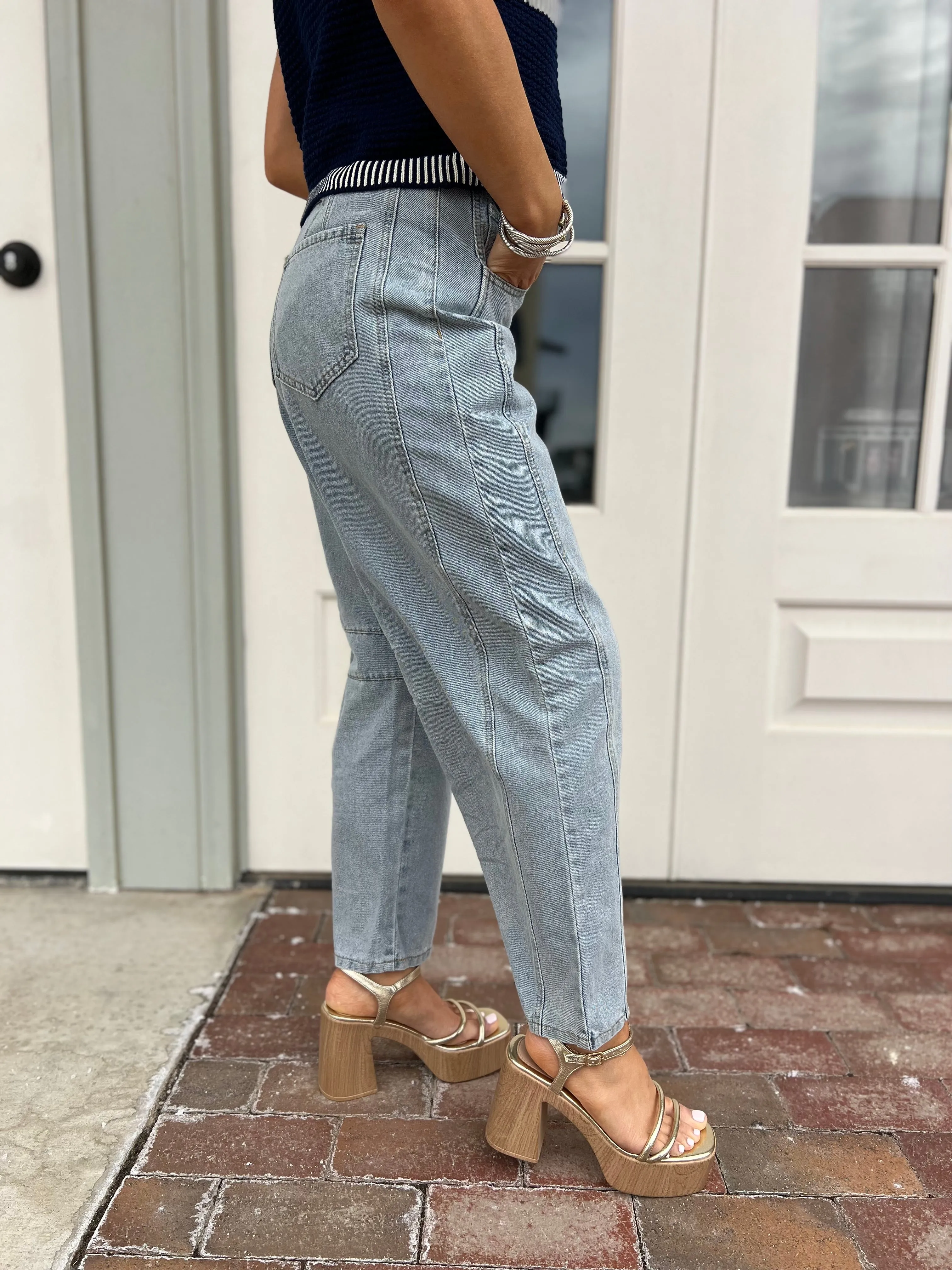 Entro | Blythe Denim High Waisted Pants Lt Blue