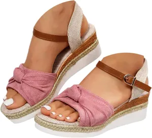 Espadrilles Wedge Sandals for Women 2025 Summer Dressy Women's Espadrille Platform Wedges Open Toe Ankle Strap Sandal Comfortable Casual Orthopedic Dress Shoes