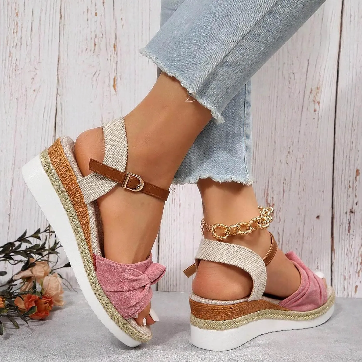 Espadrilles Wedge Sandals for Women 2025 Summer Dressy Women's Espadrille Platform Wedges Open Toe Ankle Strap Sandal Comfortable Casual Orthopedic Dress Shoes