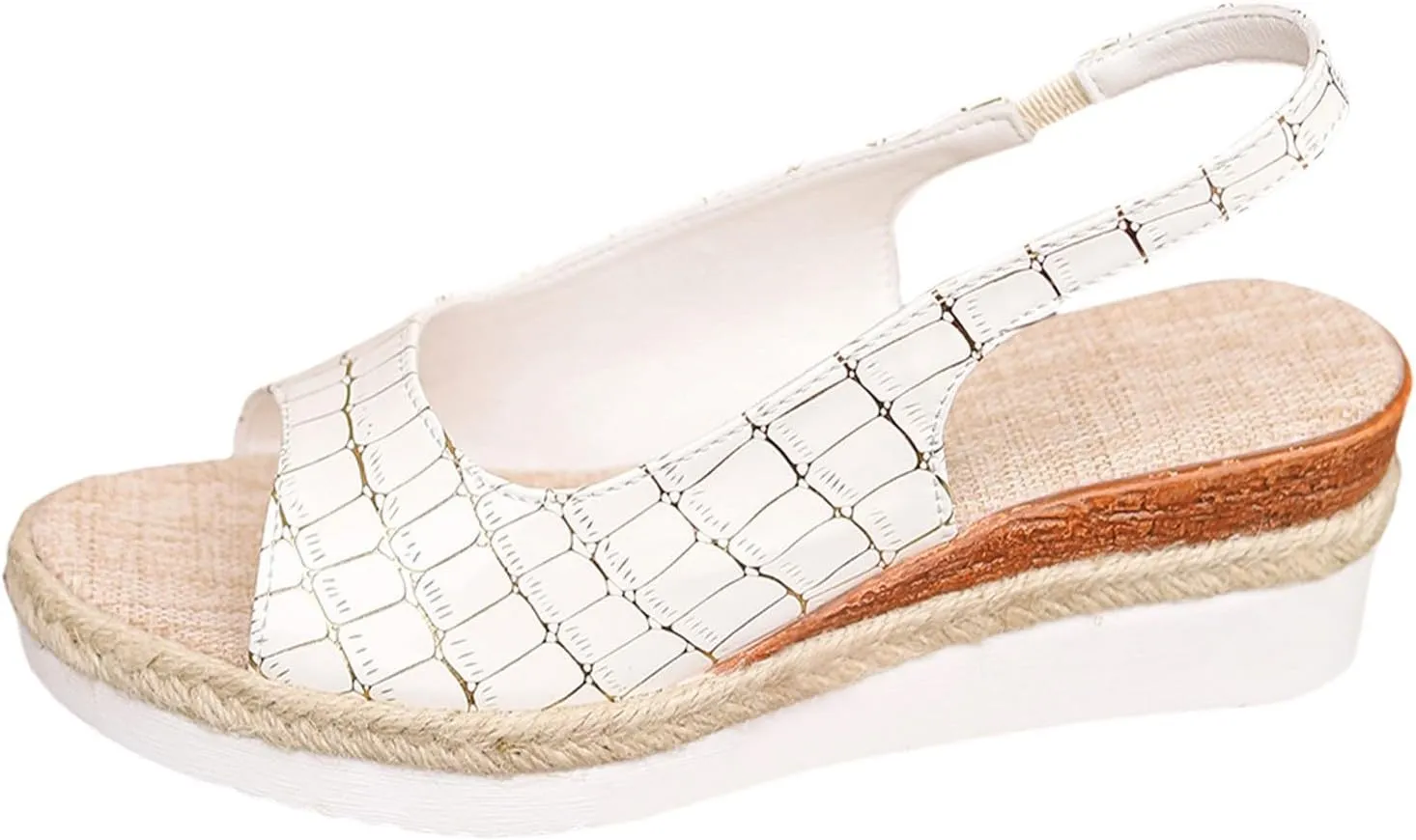 Espadrilles Wedges for Women Fish Mouth Orthopedic Sandals with Arch Support Elastic Strap Cut Out Walking Slides