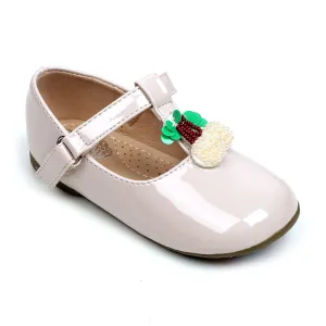 Fancy Cherry Pumps For Girls - Beige