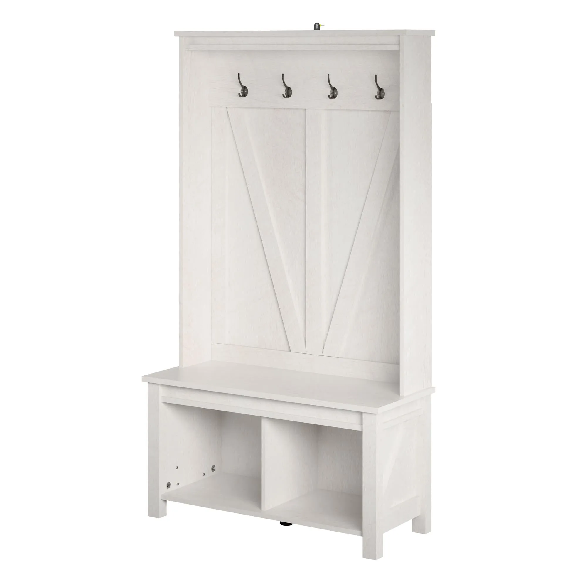 Farmington Entryway Hall Tree Bench, Ivory Oak
