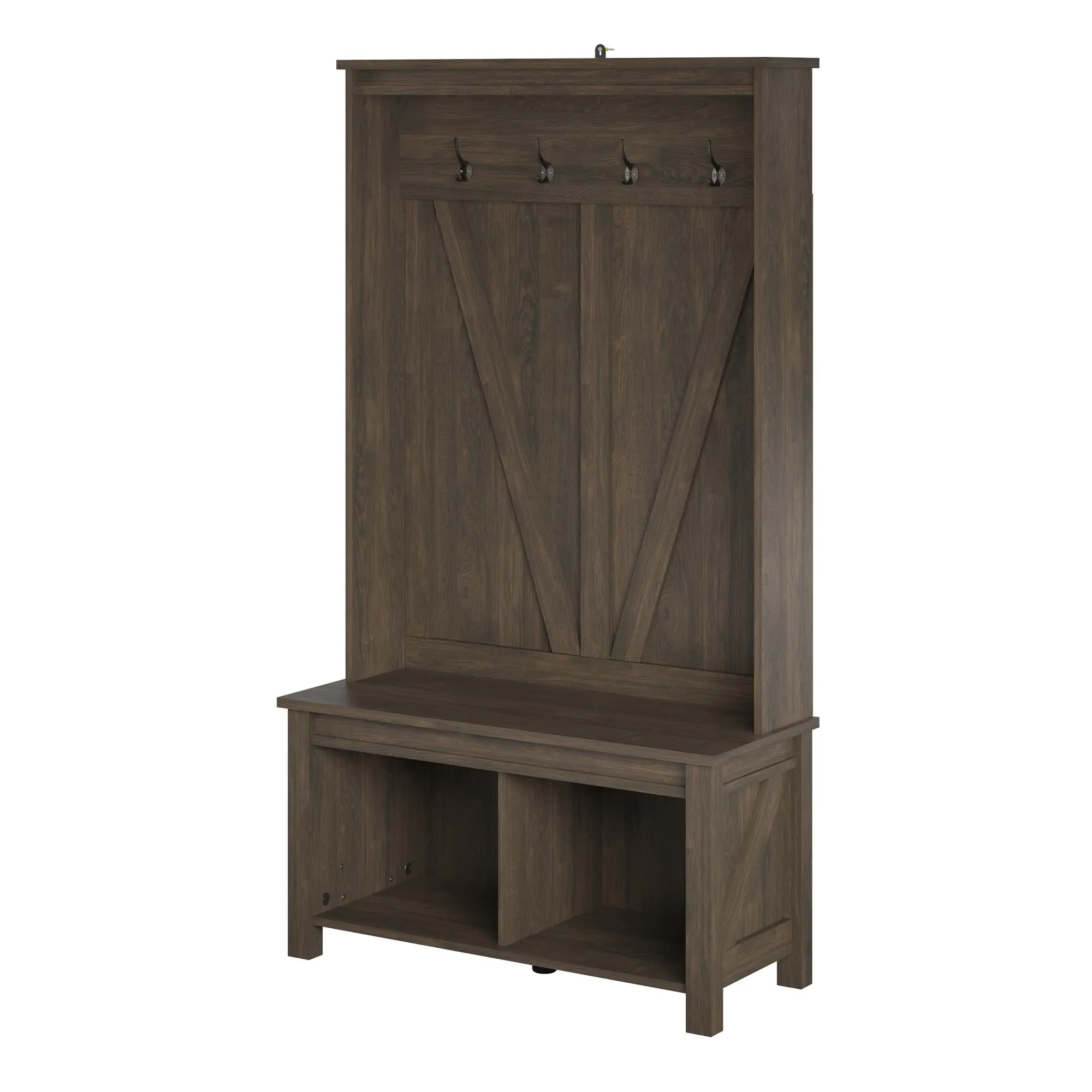 Farmington Entryway Hall Tree Bench, Ivory Oak