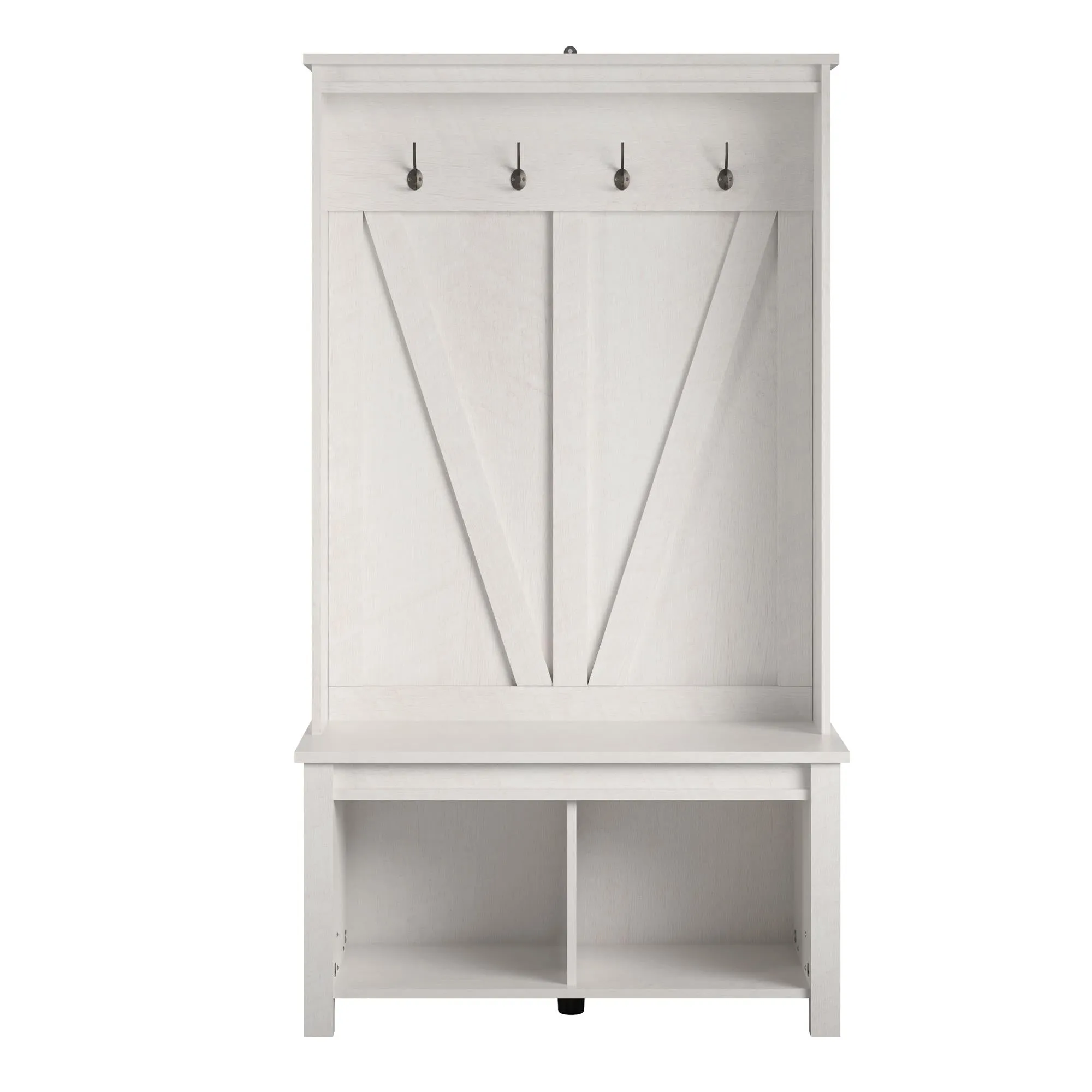 Farmington Entryway Hall Tree Bench, Ivory Oak