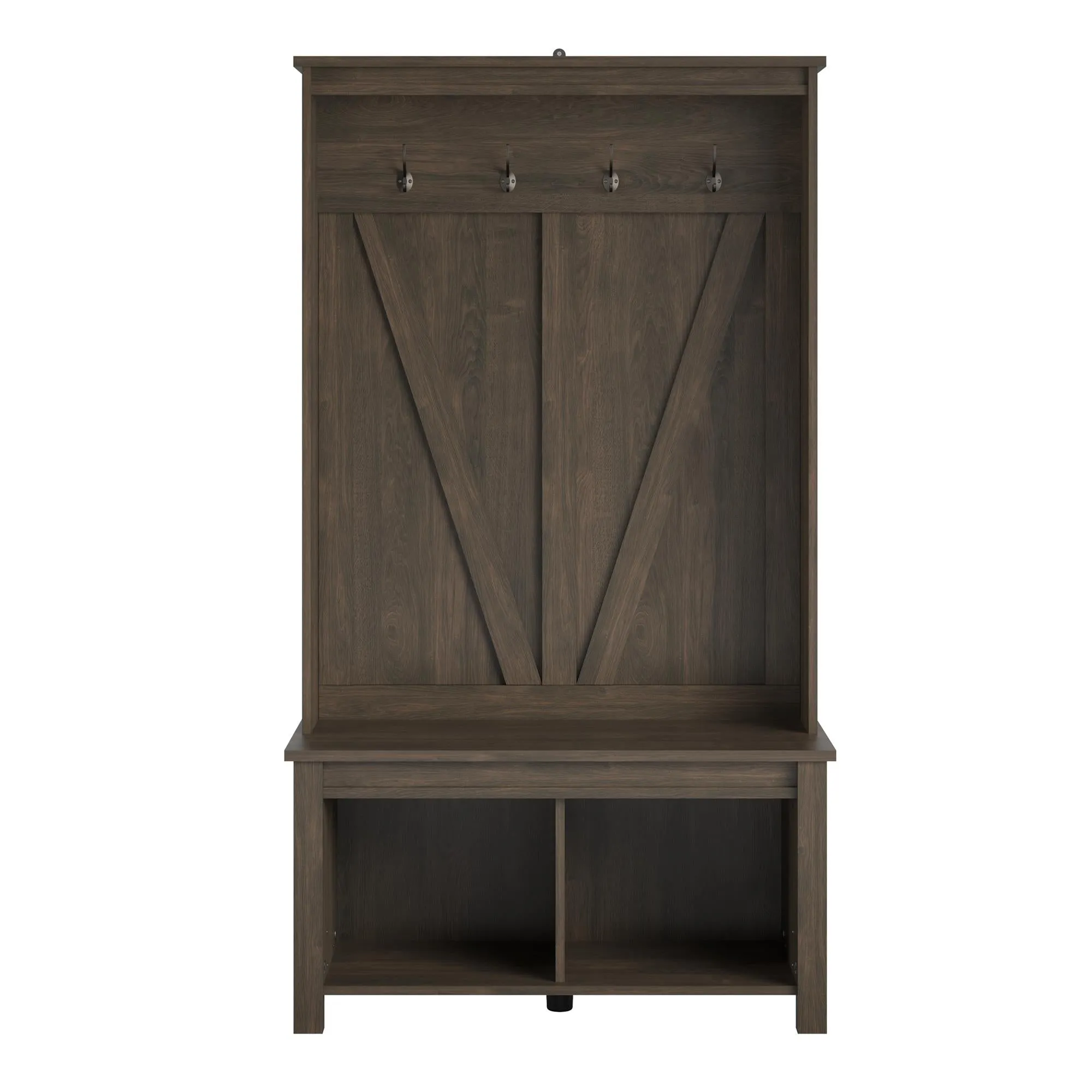 Farmington Entryway Hall Tree Bench, Ivory Oak