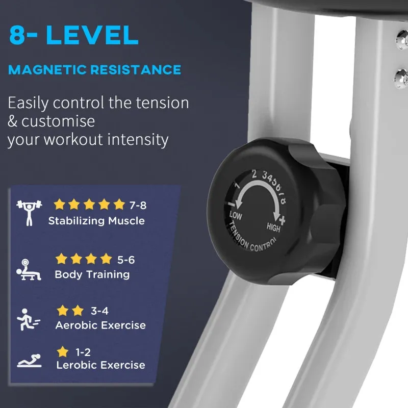 Foldable Indoor Exercise Bike with 8-Level Magnetic Resistance - Blue