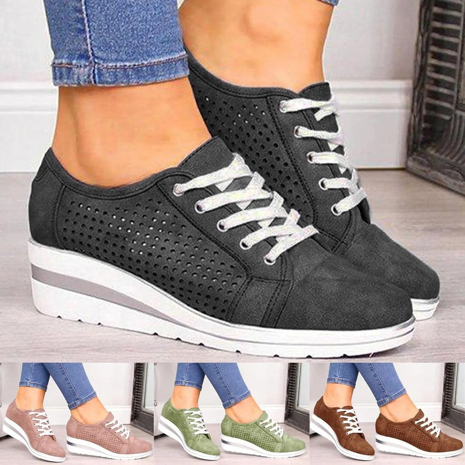 Gibobby Sandals Women Comfort Loafers Breathable Mesh Non-Slip Platform Flat Wedge Shoes Lightweight Soft Casual Sneakers