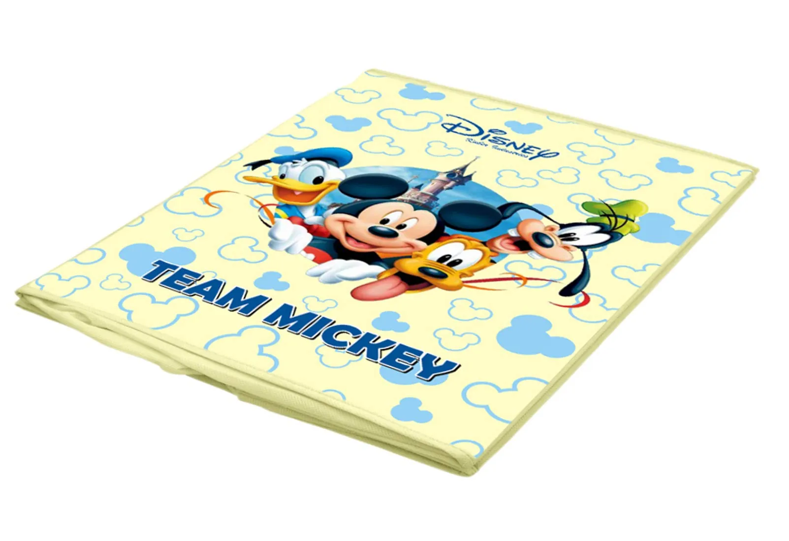 Heart Home Disney Print Non Woven 4 Pieces Fabric Foldable Storage Cube For Toy,Books,Shoes Storage Box With Handle,Extra Large (Royal Blue & Cream)-HHEART16228