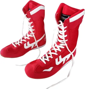 High Top Wrestling Shoes for Men Lace Up Breathable Mesh Boxing Shoes Casual Lightweight Slip On Sneakers