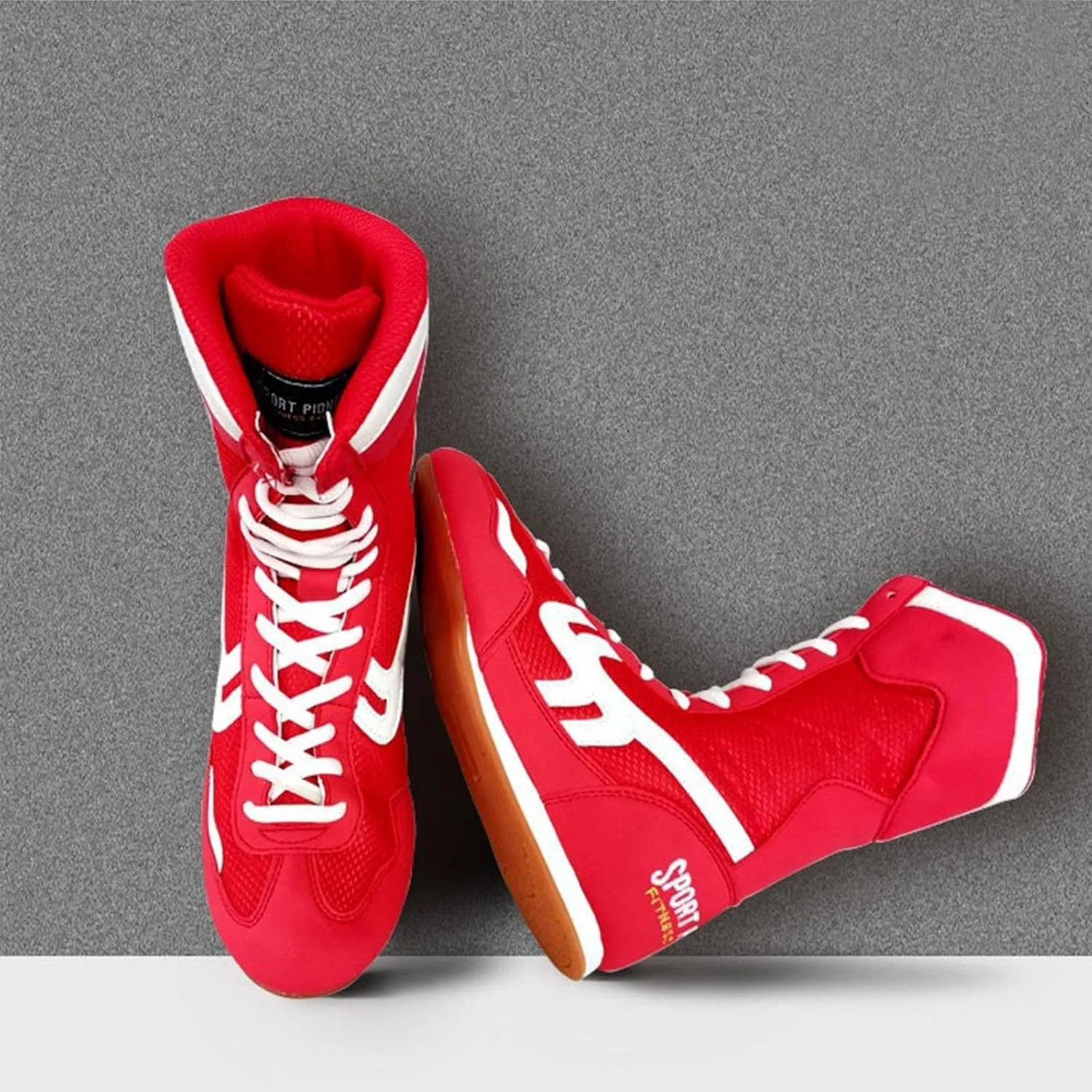High Top Wrestling Shoes for Men Lace Up Breathable Mesh Boxing Shoes Casual Lightweight Slip On Sneakers
