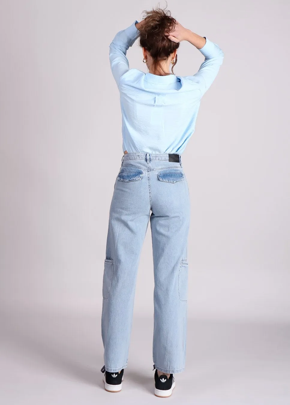 Homage Farrah jeans straight leg met zijzakken Blauw