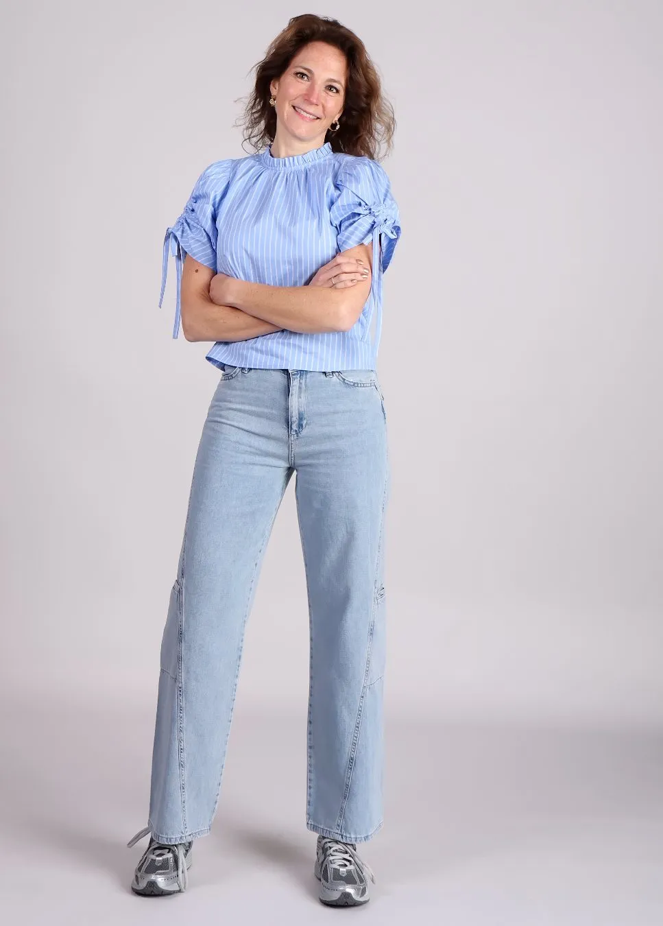 Homage Farrah jeans straight leg met zijzakken Blauw