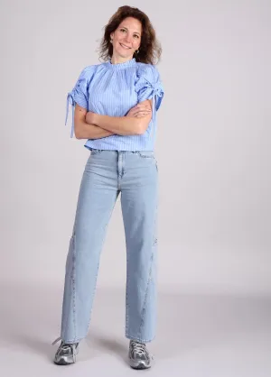 Homage Farrah jeans straight leg met zijzakken Blauw