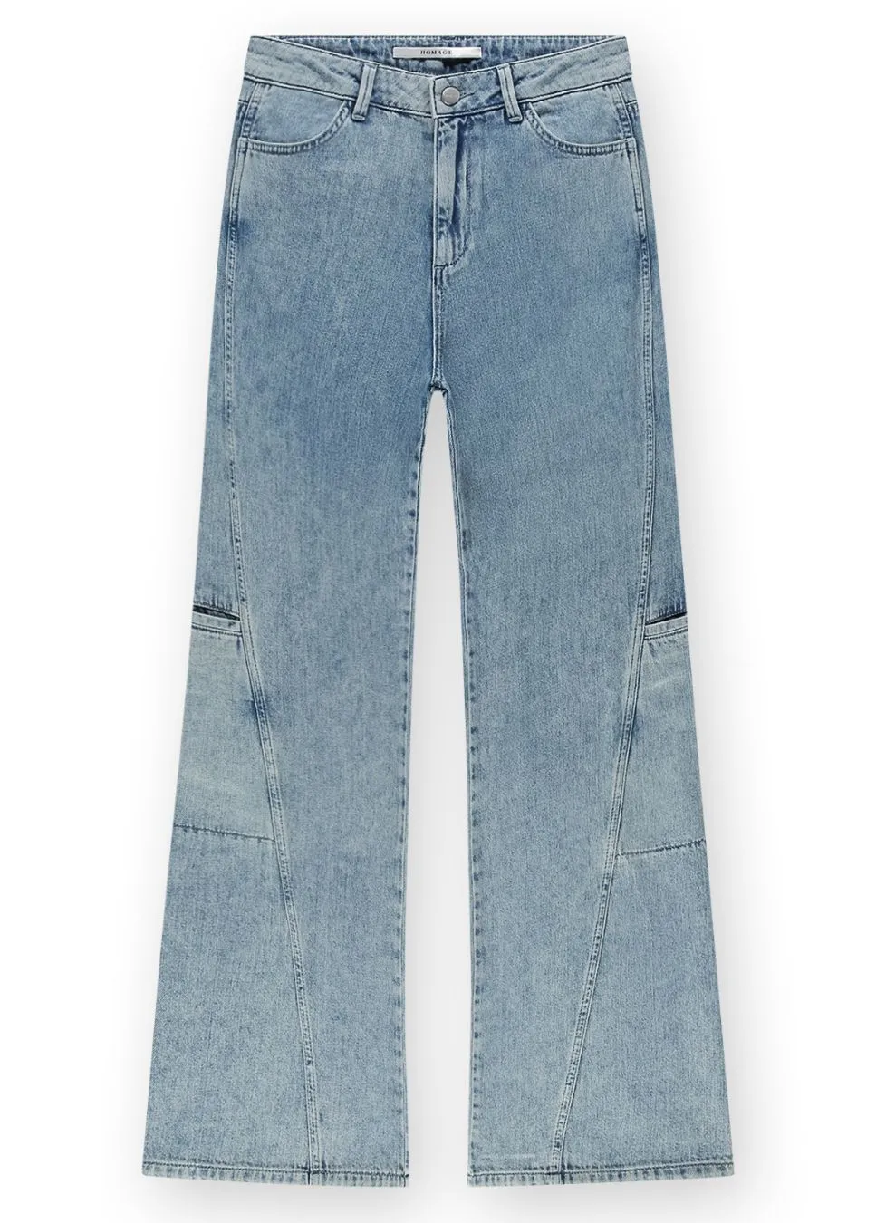 Homage Farrah jeans straight leg met zijzakken Blauw