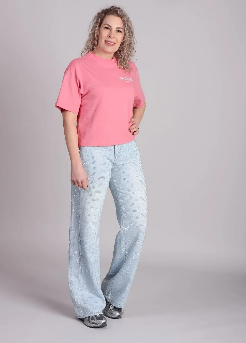 Homage Oversized Tee met logo Roze