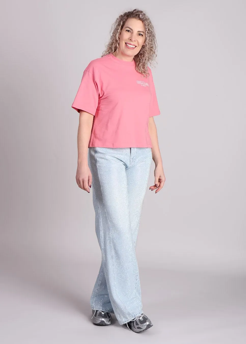 Homage Oversized Tee met logo Roze