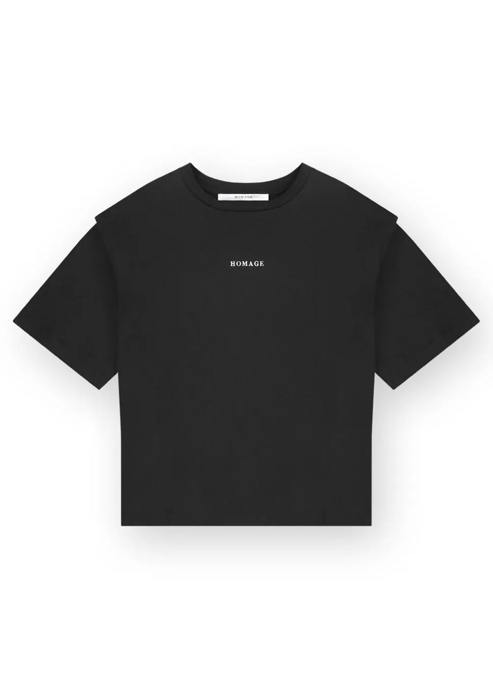 Homage T-shirt zwart logo en schouderdetails