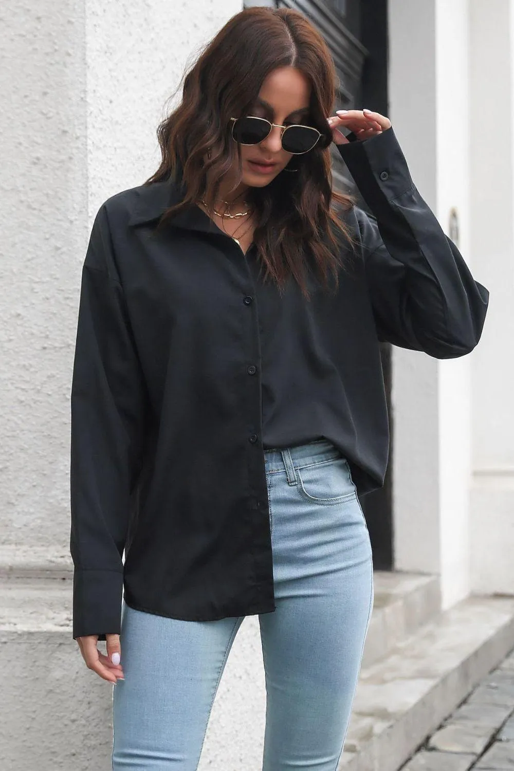 Intimidating Aura Collared Oversized Shirt