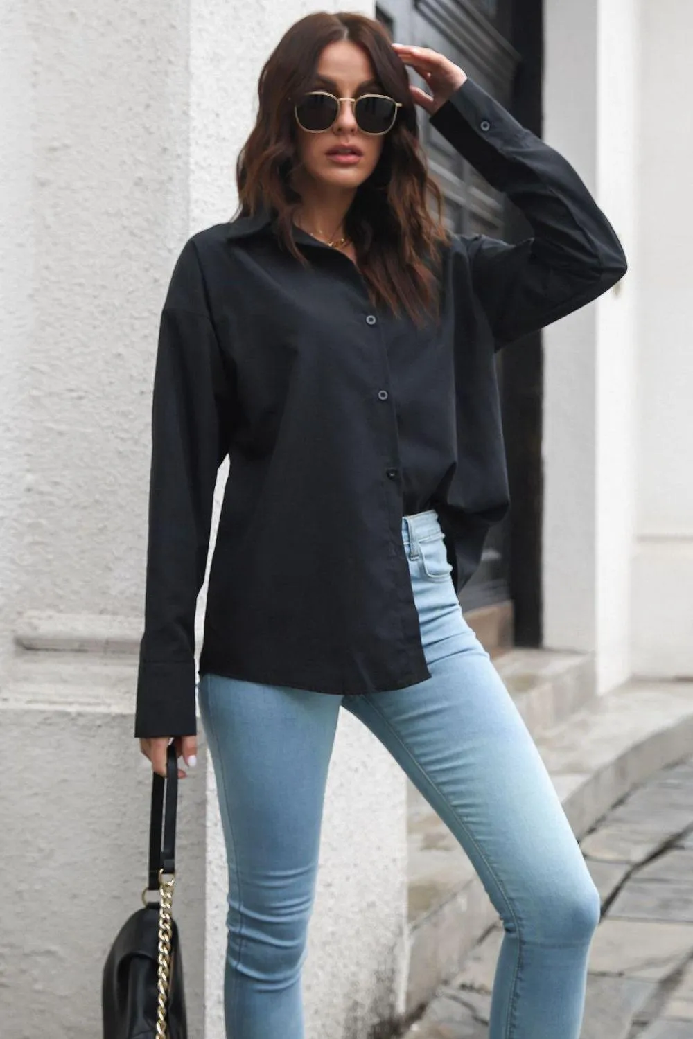 Intimidating Aura Collared Oversized Shirt