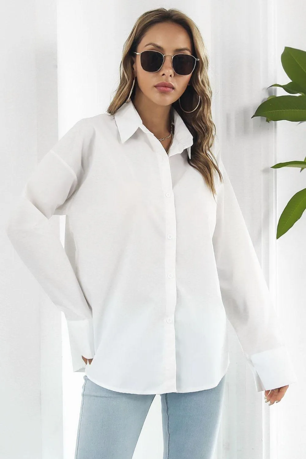 Intimidating Aura Collared Oversized Shirt
