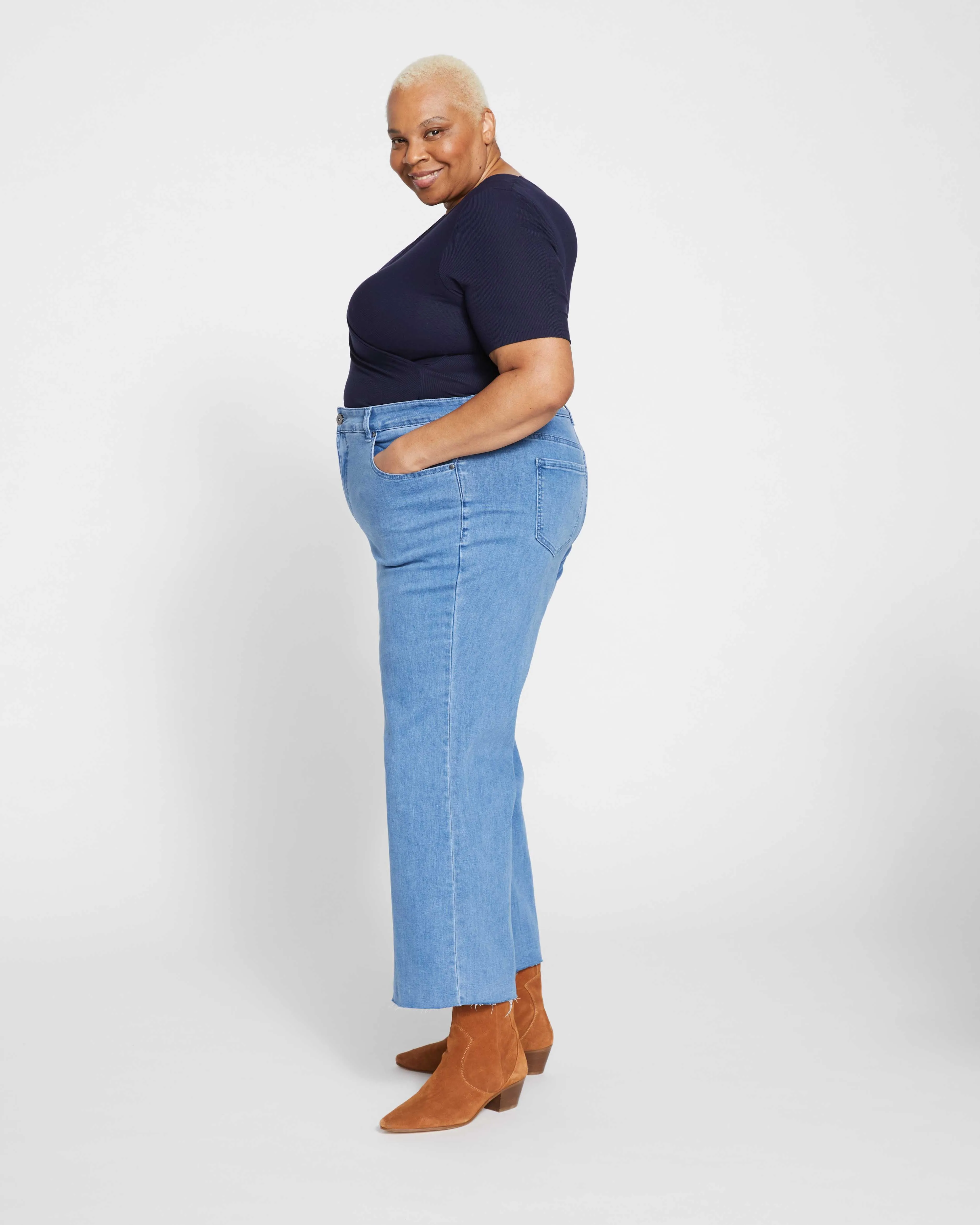 Jackie High Rise Cropped Jeans - California Blue Wash
