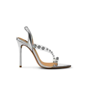 Jessie Sandal Vinylite & Silver Metallic Patent Leather
