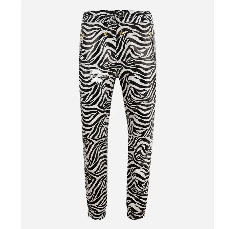 JOGGERS LADIES LEATHER PANTS JOGGING TROUSERS Zebra Print DRAW PANT