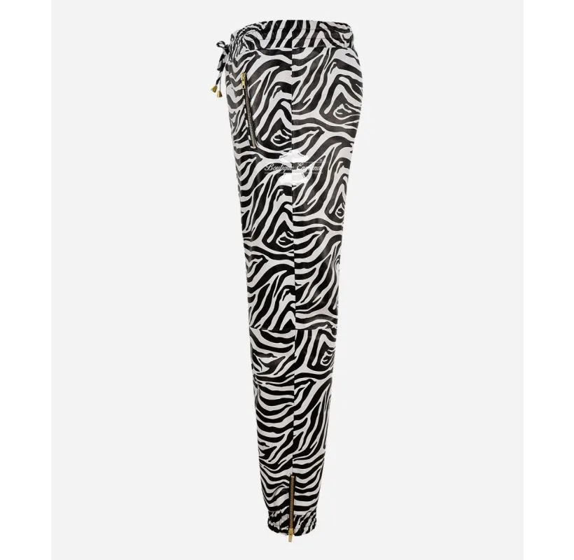 JOGGERS LADIES LEATHER PANTS JOGGING TROUSERS Zebra Print DRAW PANT