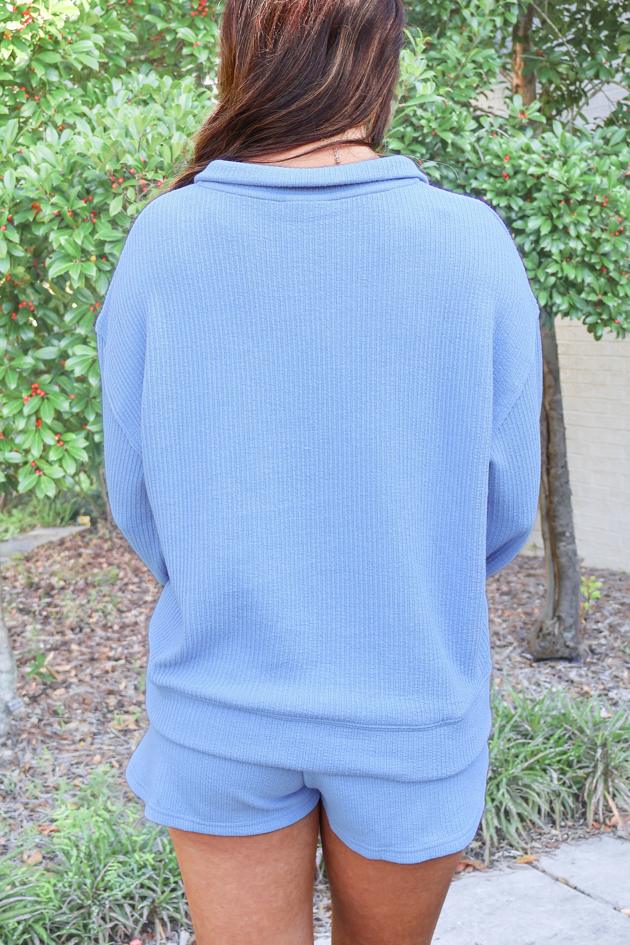 Just Because Ribbed Quarter Zip Top