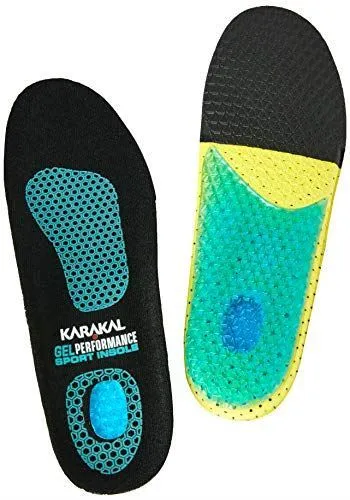 Karakal Performance Sports Trainers Shoe Insoles Shock Absorbent Gel Sole