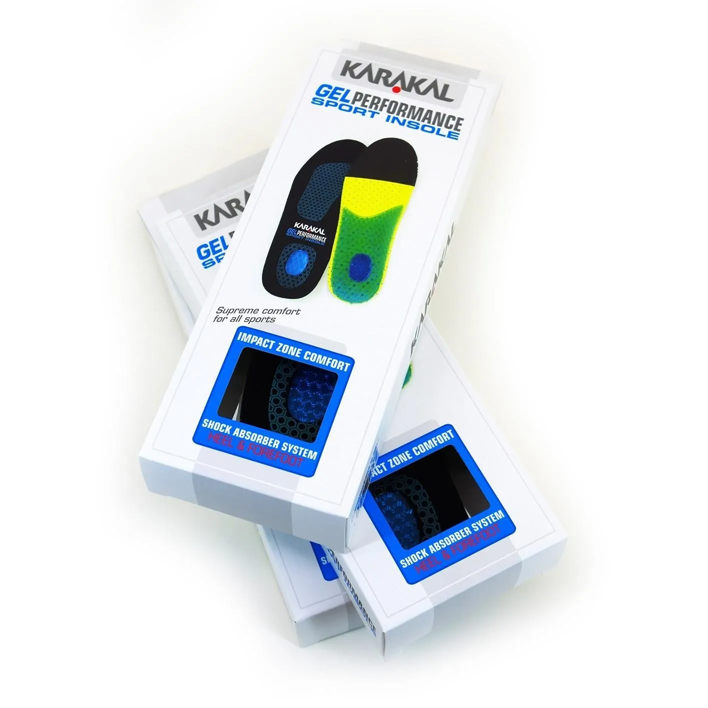 Karakal Performance Sports Trainers Shoe Insoles Shock Absorbent Gel Sole