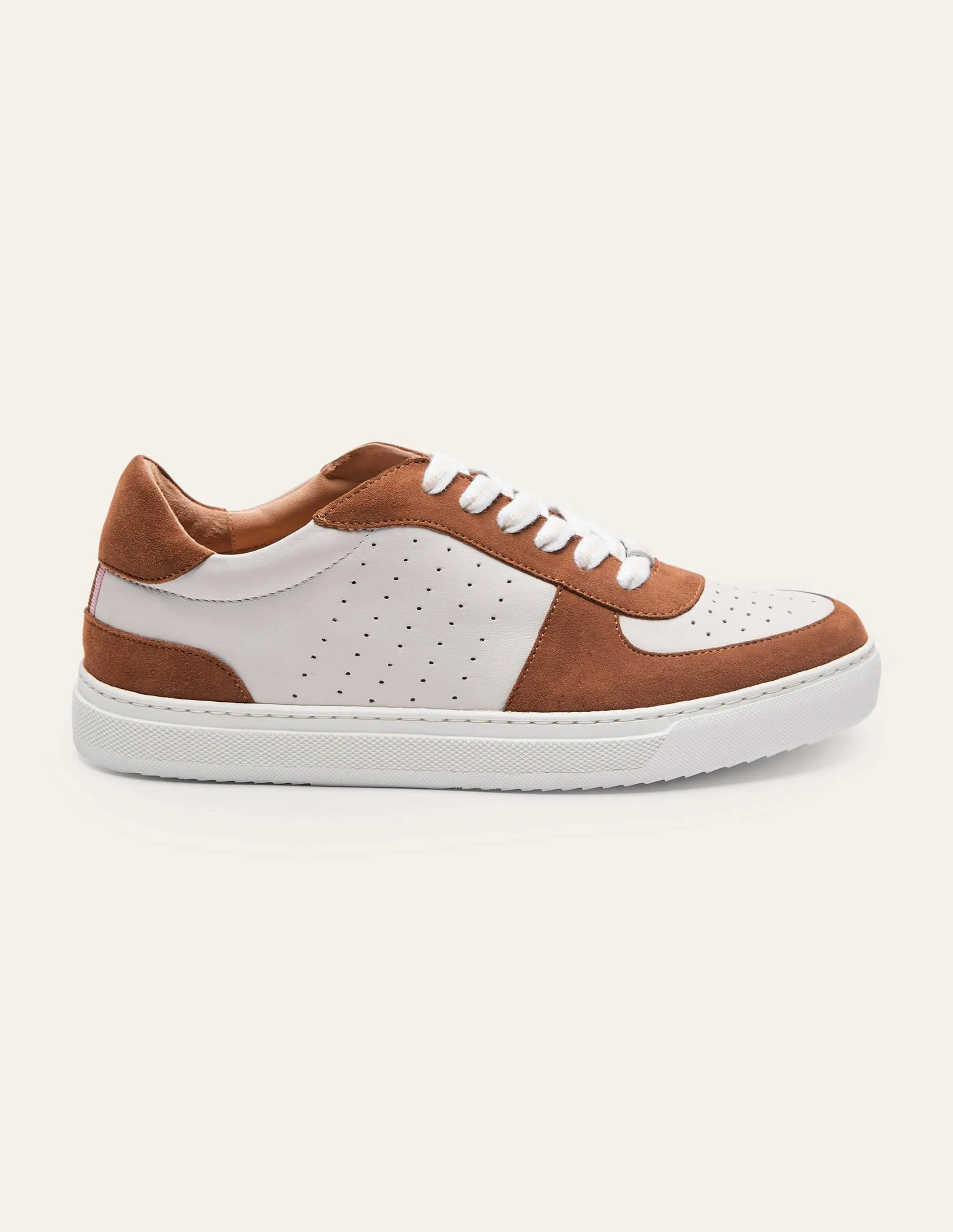 Lace Up Leather Trainers-Tan