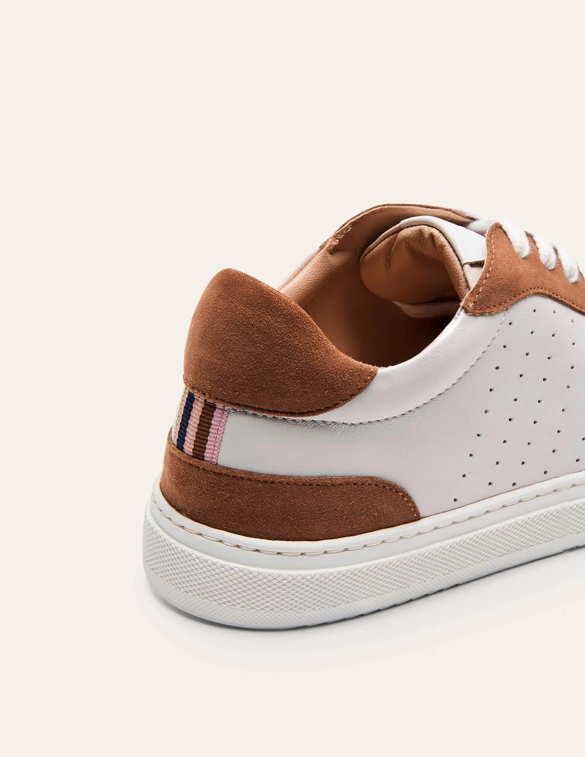 Lace Up Leather Trainers-Tan