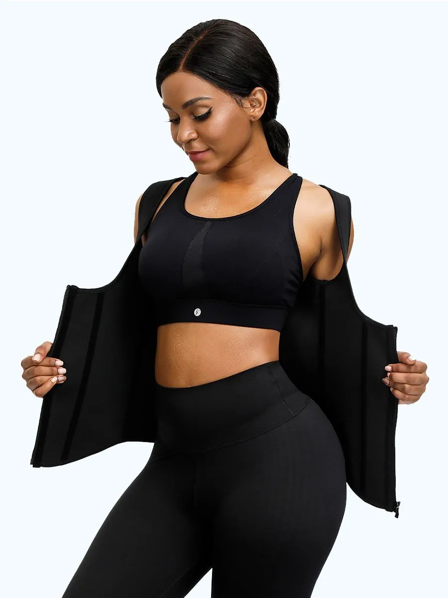 Latex Waist Trainer Vest - Double Compression Straps with Supportive Zipper!