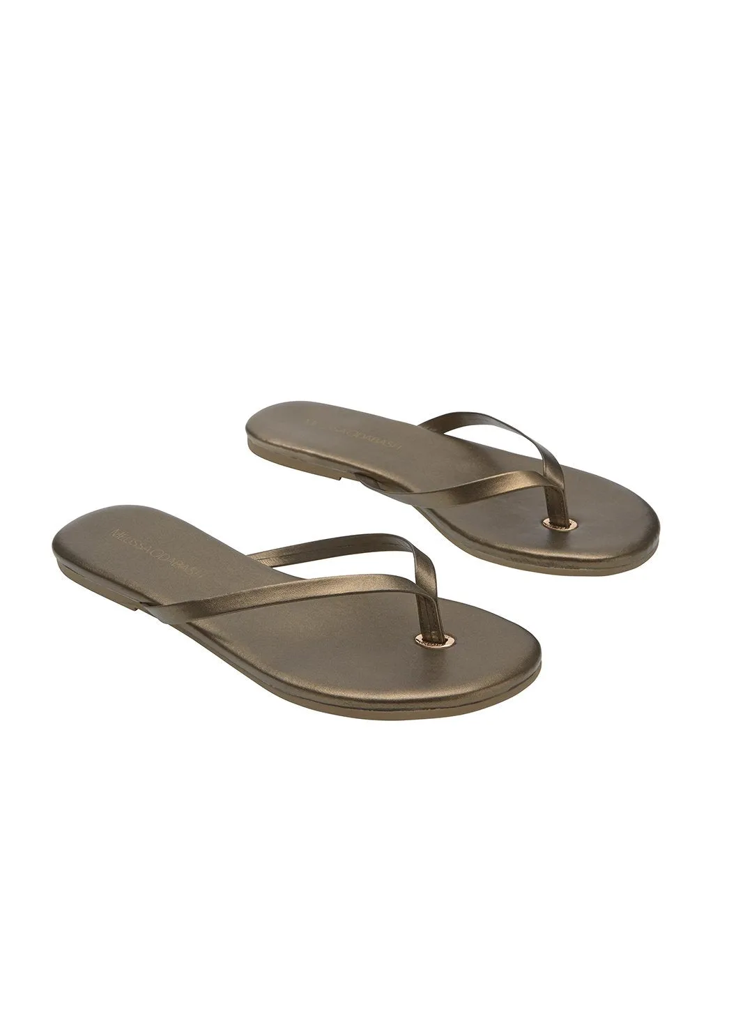 Leather Flip Flops Bronze