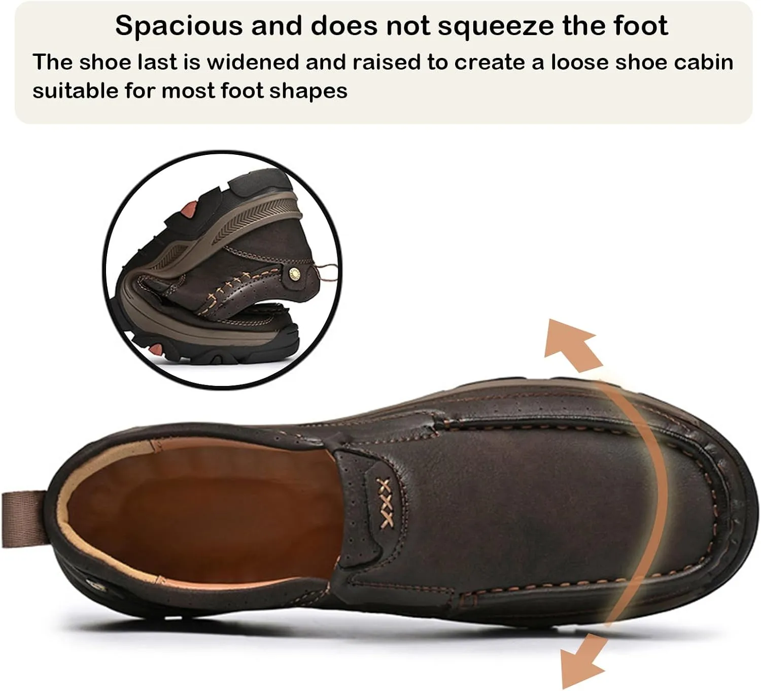 Loafers for Mens Slip On Leather Loafers Waterproof Shoes, Lightweight Soft Non Slip Comfortable Casual Business Travel Hiking Shoes