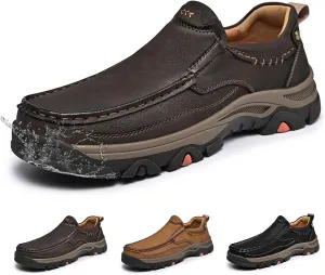 Loafers for Mens Slip On Leather Loafers Waterproof Shoes, Lightweight Soft Non Slip Comfortable Casual Business Travel Hiking Shoes