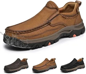 Loafers for Mens Slip On Leather Loafers Waterproof Shoes, Lightweight Soft Non Slip Comfortable Casual Business Travel Hiking Shoes