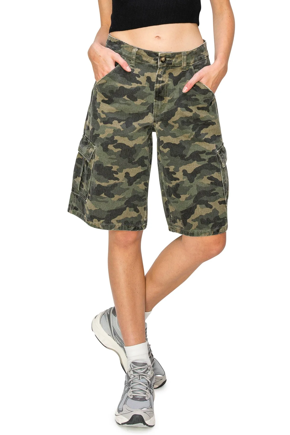 Long Cargo Skater Shorts - Camouflage
