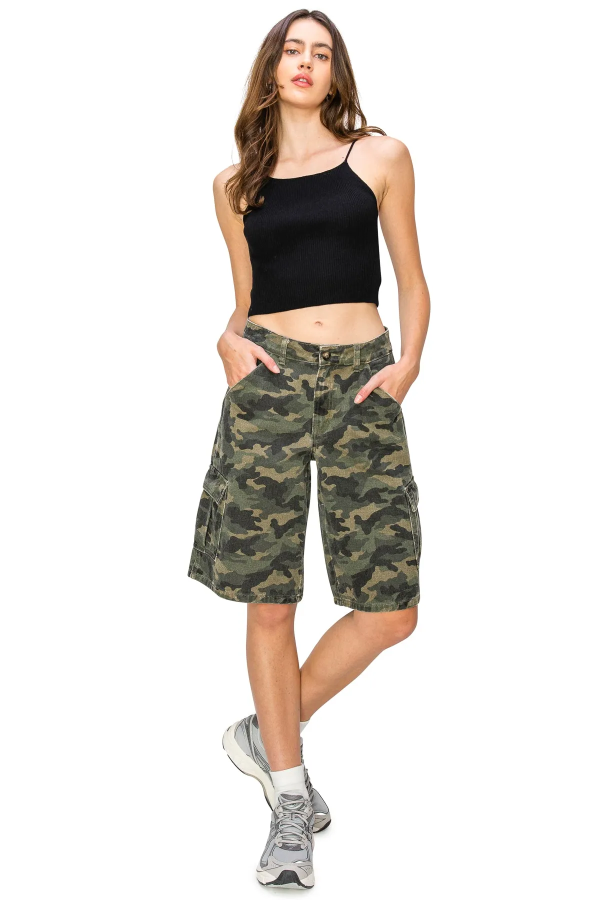 Long Cargo Skater Shorts - Camouflage