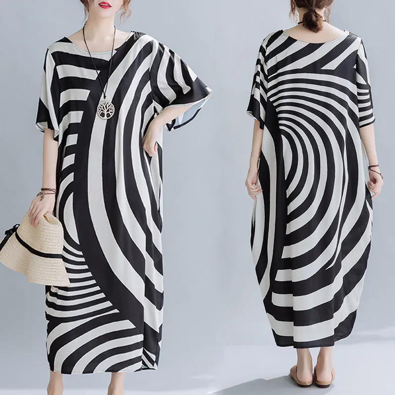 Loose Striped Printed Maxi Dress