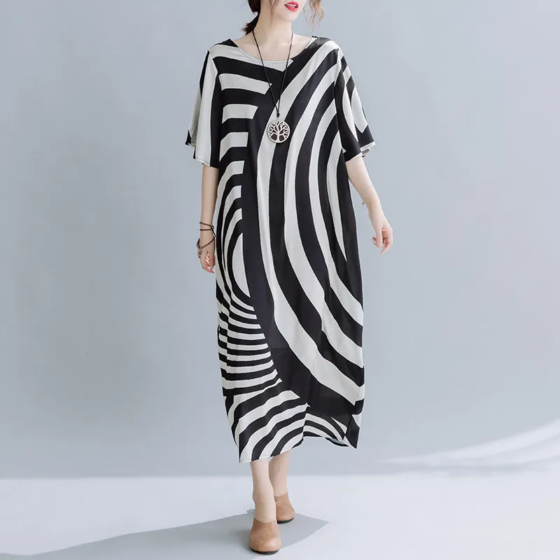 Loose Striped Printed Maxi Dress