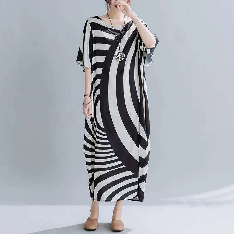 Loose Striped Printed Maxi Dress