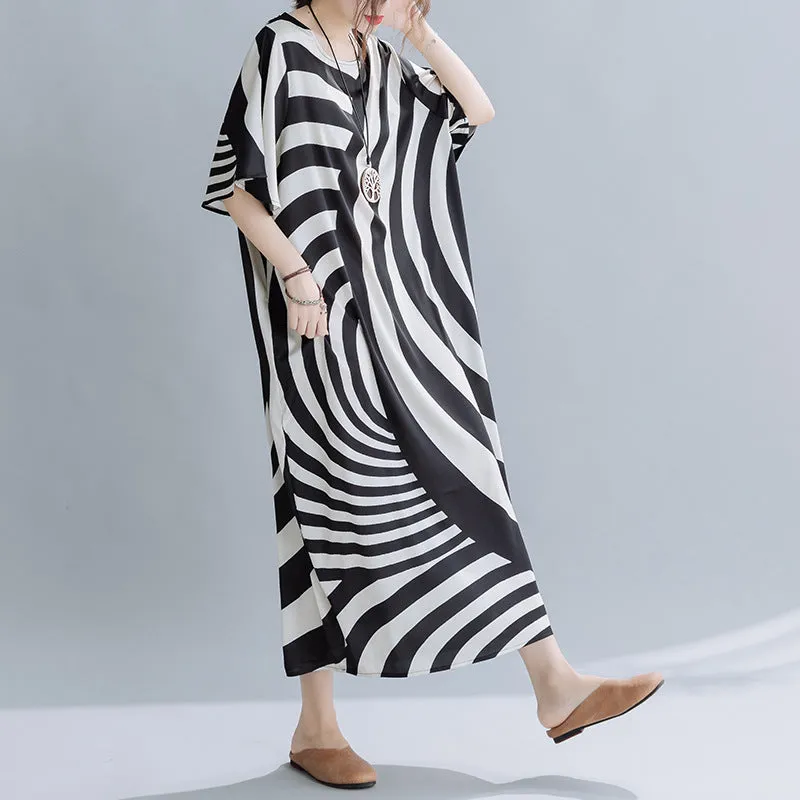 Loose Striped Printed Maxi Dress
