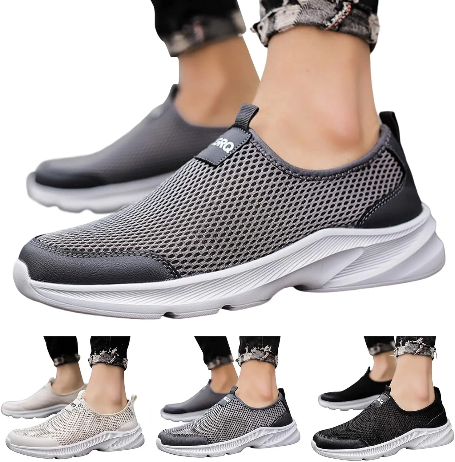 Memory Foam Versatile Shoes for Men Breathable Casual Comfortable Walking Sneaker Soft Flat Soled Elderly Shoes