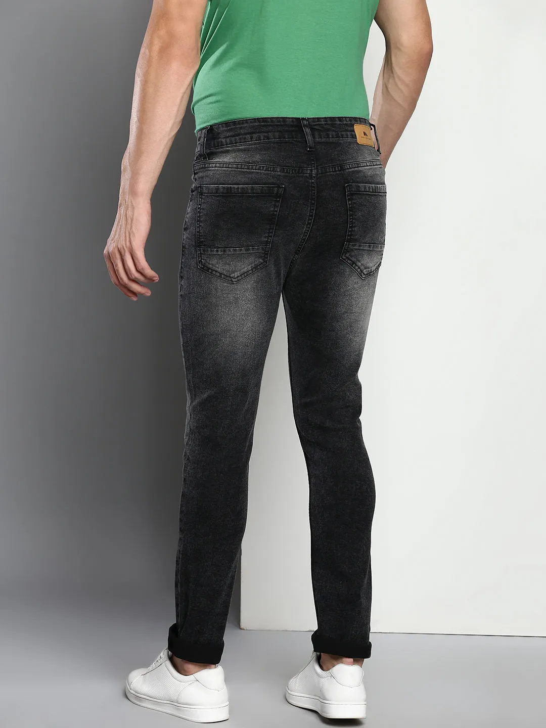 Men's Black Slim Fit Mid Rise Denim Jeans