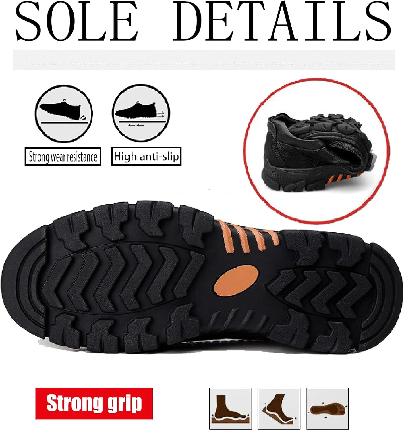 Men's Leather Slip On Casual Loafers with Arch Support Round Toe Comfortable Soft Bottom Orthopedic Walking Shoes Lightweight Non Slip Driving Sports Shoes